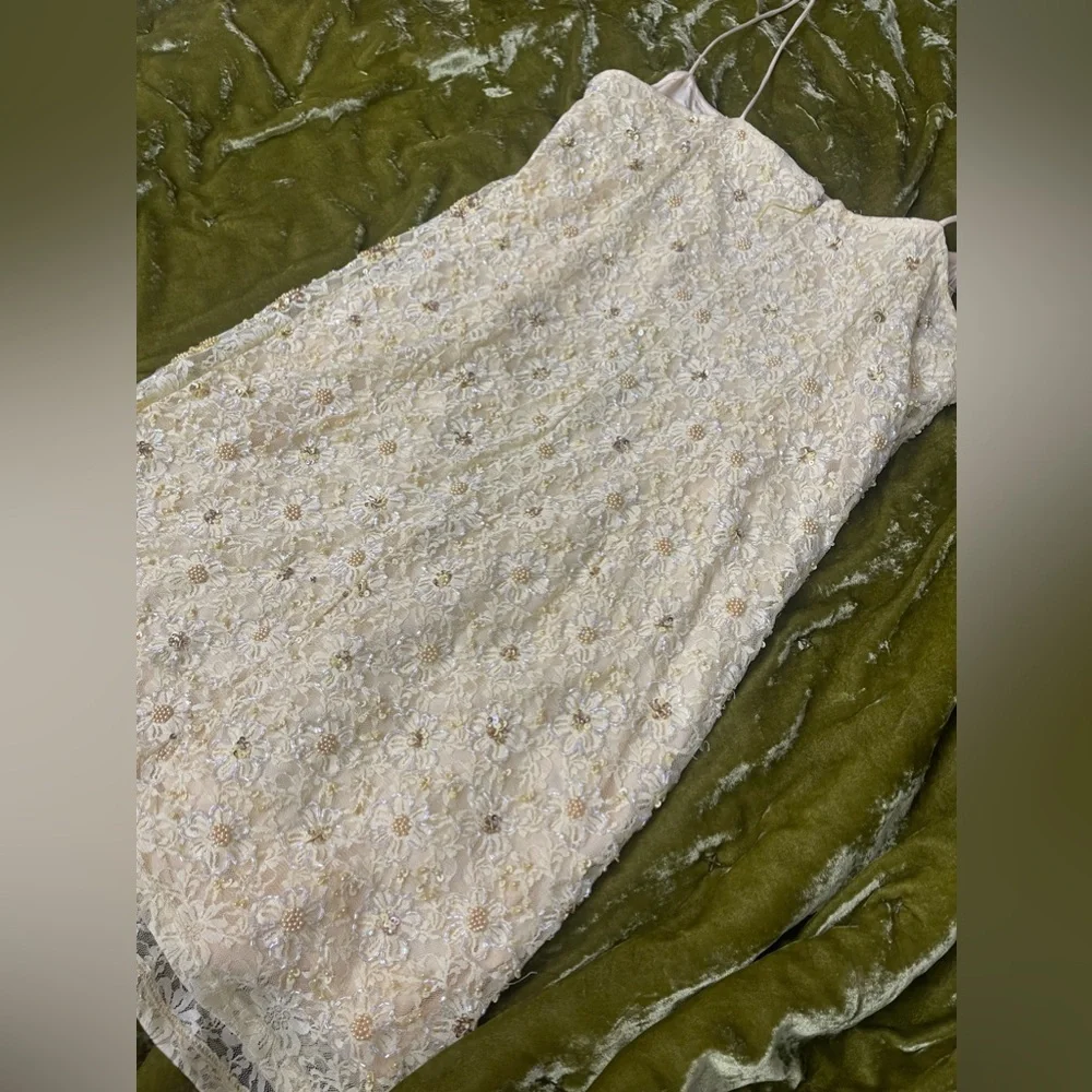 Topshop yellow sequin beaded embroidered sparkle strappy shift dress winx - Picture 5 of 14